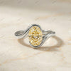 The Yellow Bypass Solitaire | 0.50ct Fancy Yellow Oval Diamond Ring in 925 Sterling Silver | Floksy Jewel