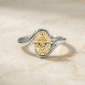The Yellow Bypass Solitaire | 0.50ct Fancy Yellow Oval Diamond Ring in 925 Sterling Silver | Floksy Jewel