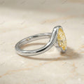 The Yellow Bypass Solitaire | 0.50ct Fancy Yellow Oval Diamond Ring in 925 Sterling Silver | Floksy Jewel