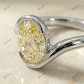 The Yellow Bypass Solitaire | 0.50ct Fancy Yellow Oval Diamond Ring in 925 Sterling Silver | Floksy Jewel