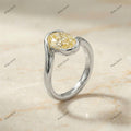 The Yellow Bypass Solitaire | 0.50ct Fancy Yellow Oval Diamond Ring in 925 Sterling Silver | Floksy Jewel