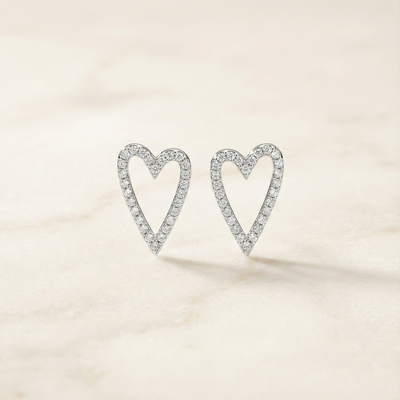 The Amore Studs | Pavé Diamond Heart Earrings