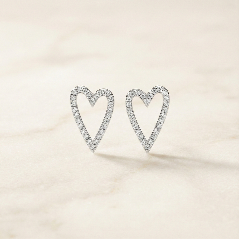 The Amore Studs | Pavé Diamond Heart Earrings