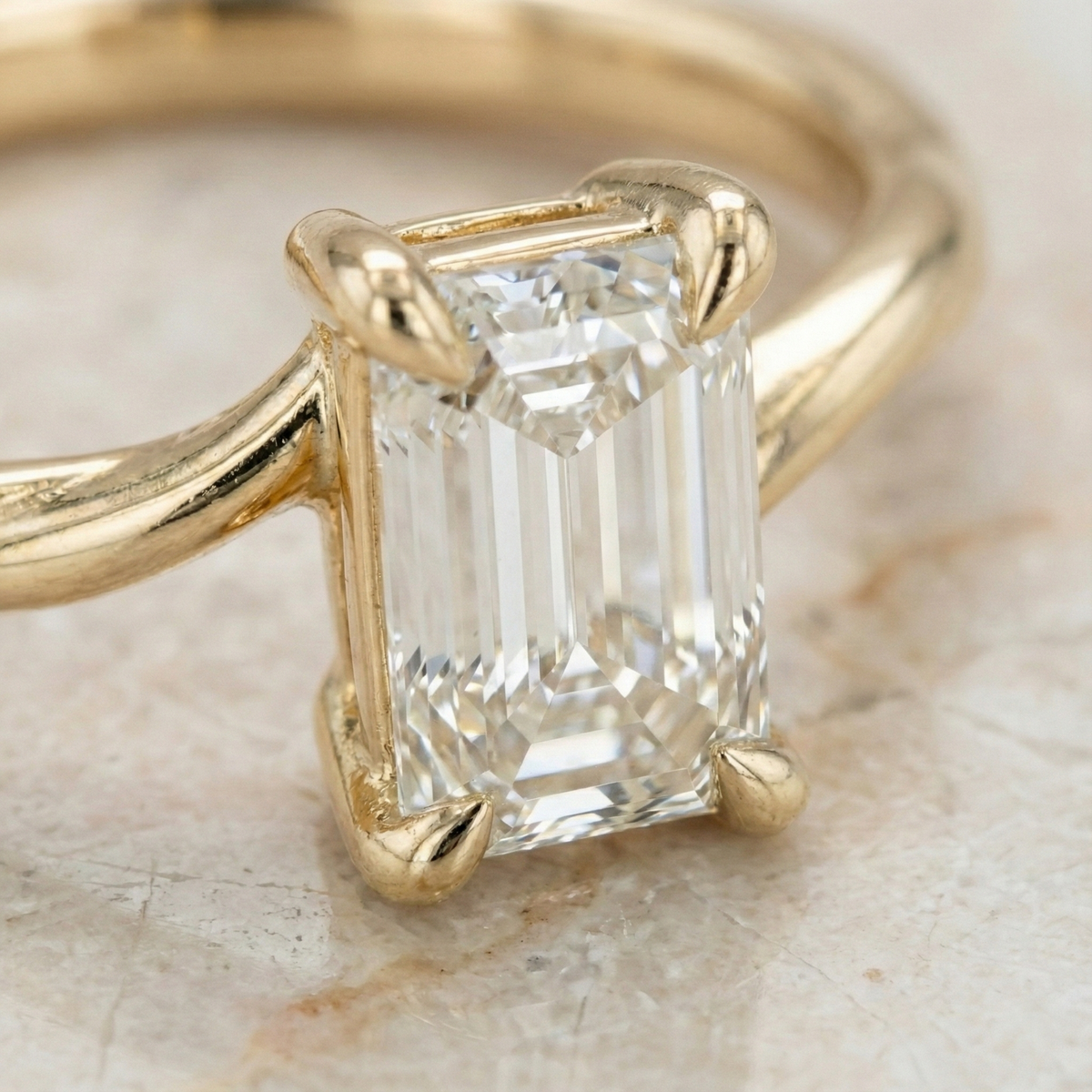The Aria Solitaire | Emerald Cut Lab-Grown Diamond Ring with Talon Prongs