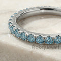 The Azure Eternity | Fancy Blue Round Diamond Micro-Pave Band in 18k White Gold
