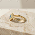 The Azure Kite | 1.00ct Fancy Blue Princess Cut Diamond Geometric Solitaire Ring in 18k Yellow Gold