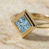 The Azure Kite | 1.00ct Fancy Blue Princess Cut Diamond Geometric Solitaire Ring in 18k Yellow Gold