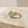 The Azure Kite | 1.00ct Fancy Blue Princess Cut Diamond Geometric Solitaire Ring in 18k Yellow Gold