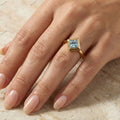The Azure Kite | 1.00ct Fancy Blue Princess Cut Diamond Geometric Solitaire Ring in 18k Yellow Gold