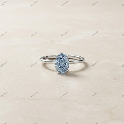 The Azure Oval | 1.50ct Fancy Blue Oval Lab-Grown Diamond Solitaire Ring in 18k White Gold