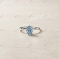 The Azure Oval | 1.50ct Fancy Blue Oval Lab-Grown Diamond Solitaire Ring in 18k White Gold