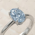 The Azure Oval | 1.50ct Fancy Blue Oval Lab-Grown Diamond Solitaire Ring in 18k White Gold