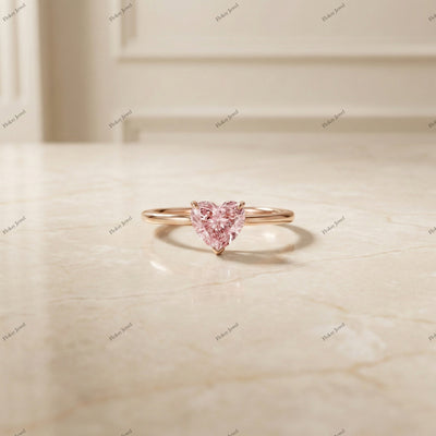 The Blushing Heart | 1.00ct Fancy Pink Heart Cut Lab-Grown Diamond Solitaire Ring in 18k Rose Gold