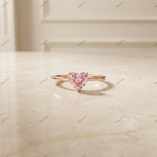 The Blushing Heart | 1.00ct Fancy Pink Heart Cut Lab-Grown Diamond Solitaire Ring in 18k Rose Gold