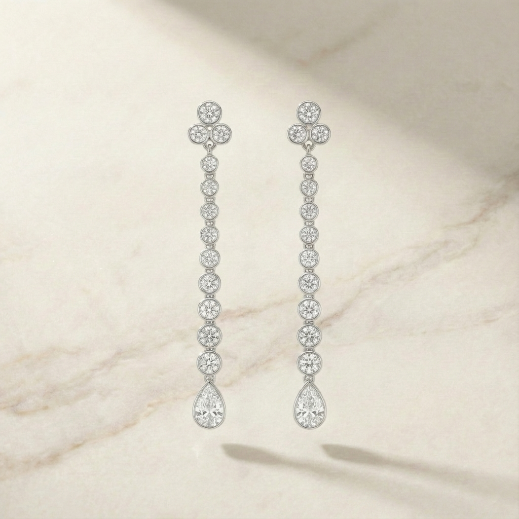 The Cascade Drop | Graduated Bezel Diamond Earrings