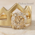 The Champagne Crown | 1.25ct Fancy Champagne Round Diamond Geometric Tiara Ring in 18k Yellow Gold