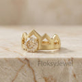 The Champagne Crown | 1.25ct Fancy Champagne Round Diamond Geometric Tiara Ring in 18k Yellow Gold