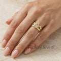 The Champagne Crown | 1.25ct Fancy Champagne Round Diamond Geometric Tiara Ring in 18k Yellow Gold