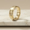 Champagne Diamond Men's Wedding Band, 18k Gold Brushed Ring, 0.50ct Round Flush Set Solitaire, Unique Mens Engagement Ring, Matte Groove