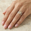 The Champagne Split-Shank | 2.50ctw Fancy Champagne Oval & Pave Diamond Ring in 18k White Gold