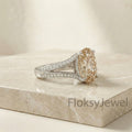 The Champagne Split-Shank | 2.50ctw Fancy Champagne Oval & Pave Diamond Ring in 18k White Gold