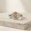 The Champagne Split-Shank | 2.50ctw Fancy Champagne Oval & Pave Diamond Ring in 18k White Gold