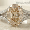 The Champagne Split-Shank | 2.50ctw Fancy Champagne Oval & Pave Diamond Ring in 18k White Gold
