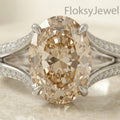 The Champagne Split-Shank | 2.50ctw Fancy Champagne Oval & Pave Diamond Ring in 18k White Gold