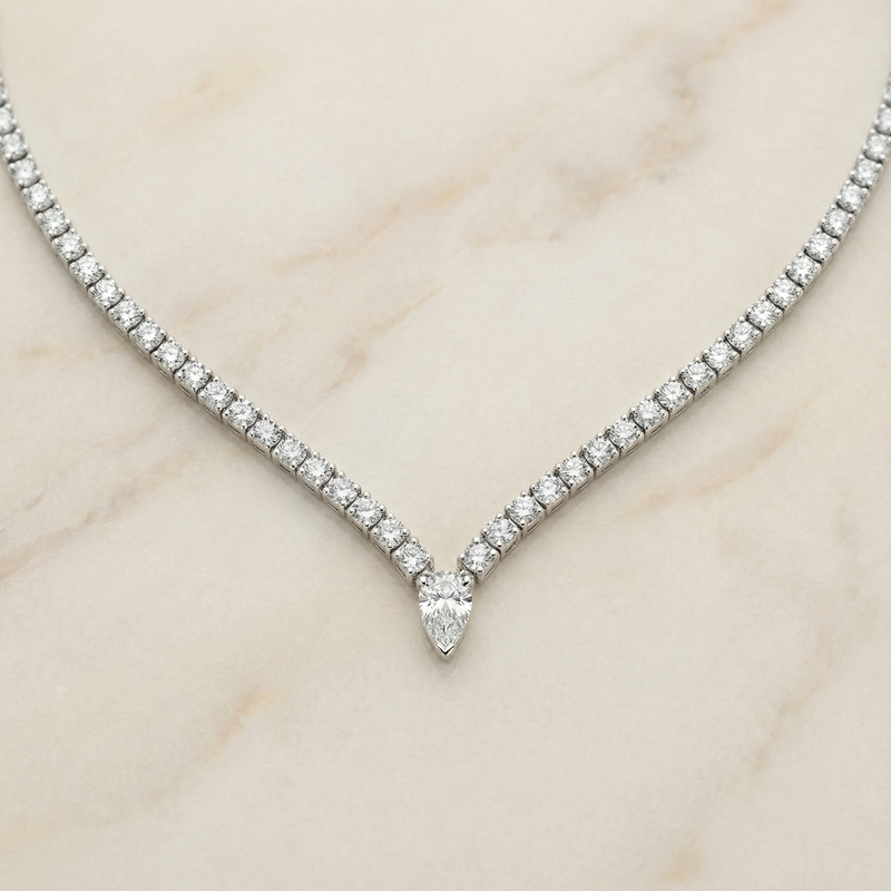 The Chevron Riviera | Pear Drop Tennis Necklace