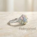 The Chromatic Bouquet | Mixed Fancy Color (Blue, Pink, Green, Yellow) Diamond Cluster Ring in 18k White Gold
