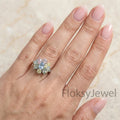 The Chromatic Bouquet | Mixed Fancy Color (Blue, Pink, Green, Yellow) Diamond Cluster Ring in 18k White Gold