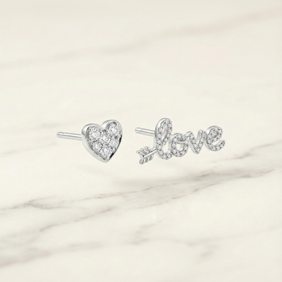 The Cupid's Asymmetry | Mismatched Love & Heart Studs
