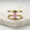 The Double Horizon | 1.20ct Fancy Pink Oval Diamond Floating Double Band Ring in 18k Yellow Gold