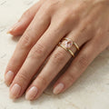 The Double Horizon | 1.20ct Fancy Pink Oval Diamond Floating Double Band Ring in 18k Yellow Gold
