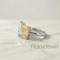 The Duo Lumiere | 4.00ctw Pear & Fancy Yellow Emerald Cut Toi et Moi Ring in 18k White Gold