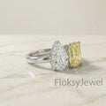 The Duo Lumiere | 4.00ctw Pear & Fancy Yellow Emerald Cut Toi et Moi Ring in 18k White Gold
