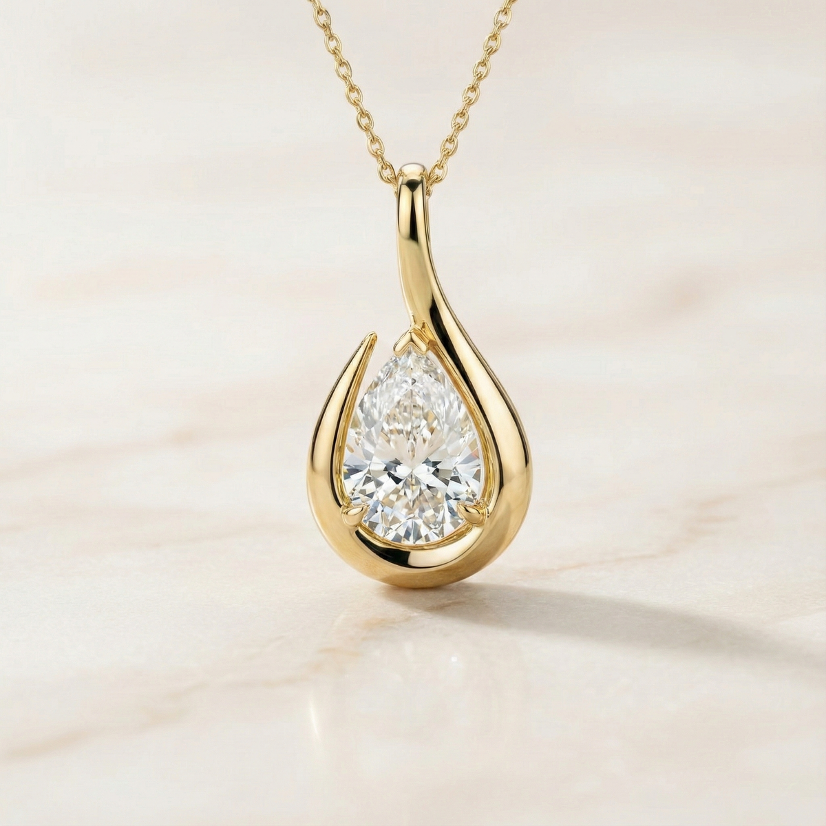 The Elara Drop | Pear Cut Lab-Grown Diamond Sculptural Pendant