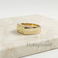 Emerald Cut Signet Ring, 1.00ct Yellow Diamond, 18k Gold Mens Pinky Ring, Flush Set Solitaire, Matte Finish Band, Solid Heavy Gold Ring