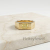 Emerald Cut Signet Ring, 1.00ct Yellow Diamond, 18k Gold Mens Pinky Ring, Flush Set Solitaire, Matte Finish Band, Solid Heavy Gold Ring