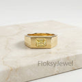 Emerald Cut Signet Ring, 1.00ct Yellow Diamond, 18k Gold Mens Pinky Ring, Flush Set Solitaire, Matte Finish Band, Solid Heavy Gold Ring