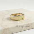 Emerald Cut Signet Ring, 1.00ct Yellow Diamond, 18k Gold Mens Pinky Ring, Flush Set Solitaire, Matte Finish Band, Solid Heavy Gold Ring