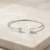 The Flora Cuff | Pearl & Diamond Flower Bangle