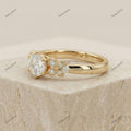 The Floral Bloom Ring | Round Diamond Botanical Ring in 18k Yellow Gold | Floksy Jewel