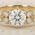 The Floral Bloom Ring | Round Diamond Botanical Ring in 18k Yellow Gold | Floksy Jewel