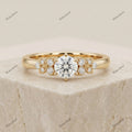 The Floral Bloom Ring | Round Diamond Botanical Ring in 18k Yellow Gold | Floksy Jewel