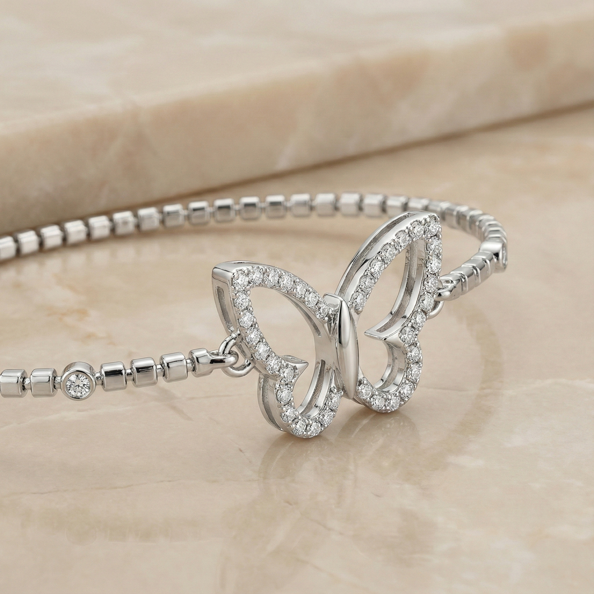 The Flutter Link | Pave Butterfly Diamond Bracelet