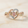 The Garden Heart | Multicolor Fancy Pink & Yellow Diamond Floral Ring in 18k Rose Gold