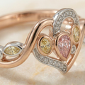The Garden Heart | Multicolor Fancy Pink & Yellow Diamond Floral Ring in 18k Rose Gold