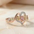 The Garden Heart | Multicolor Fancy Pink & Yellow Diamond Floral Ring in 18k Rose Gold