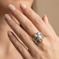 The Geometric Duo | Blue & Yellow Lab Diamond Open Ring